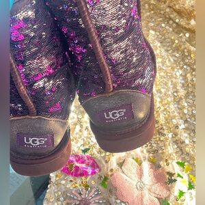 UGG Sparkling Sequin Boots in Purple and Brown